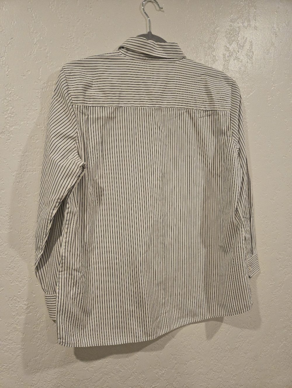 Brooks Brothers Womens Shirt Navy Blue Thin Striped 100% Cotton Vintage From 80s - Picture 4 of 5